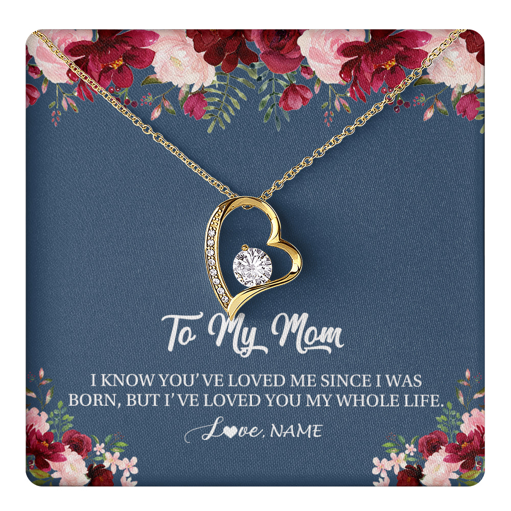 Personalized Mom Necklace From Daughter Son I've Loved You My Whole Life Floral Mom Birthday Mothers Day Christmas Customized Message Card