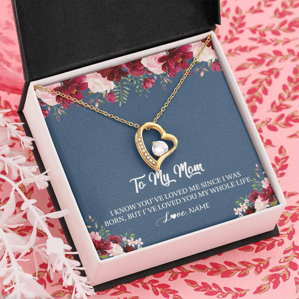 Personalized Mom Necklace From Daughter Son I've Loved You My Whole Life Floral Mom Birthday Mothers Day Christmas Customized Message Card