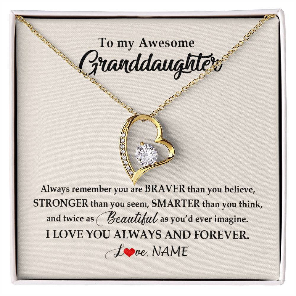 Personalized To My Awesome Granddaughter Necklace From Grandma Nana I Love You Always And Forever Granddaughter Birthday Customized Gift Box Message Card