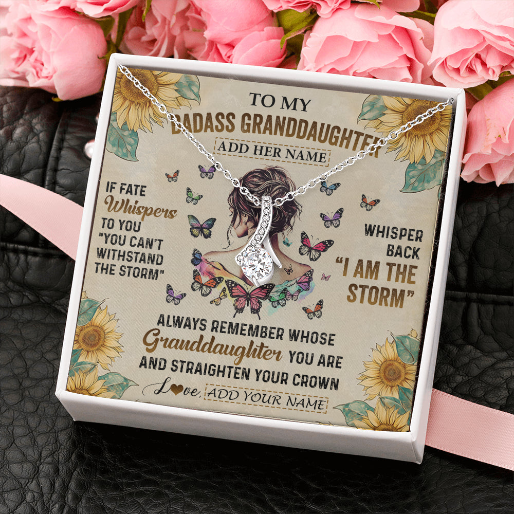 Personalized To My Badass Granddaughter Necklace From Grandpa Papa I Am The Storm Granddaughter Gifts Birthday Christmas Customized Gift Box Message Card