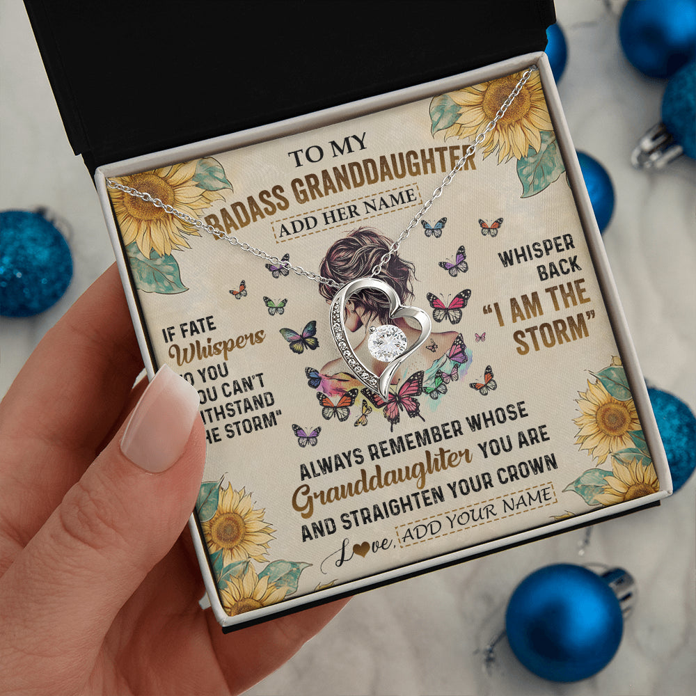 Personalized To My Badass Granddaughter Necklace From Grandpa Papa I Am The Storm Granddaughter Gifts Birthday Christmas Customized Gift Box Message Card