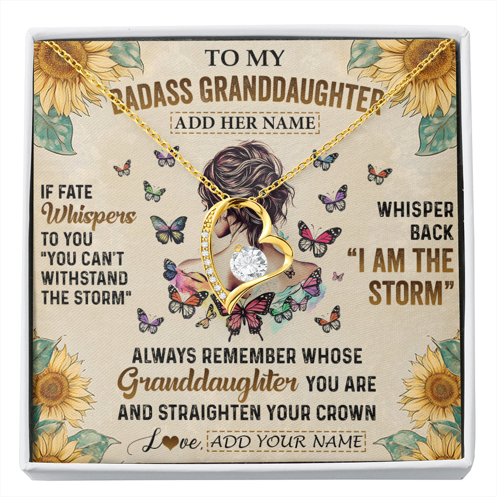 Personalized To My Badass Granddaughter Necklace From Grandpa Papa I Am The Storm Granddaughter Gifts Birthday Christmas Customized Gift Box Message Card