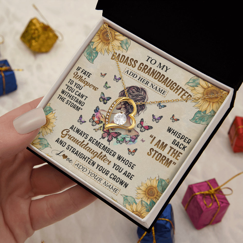 Personalized To My Badass Granddaughter Necklace From Grandpa Papa I Am The Storm Granddaughter Gifts Birthday Christmas Customized Gift Box Message Card