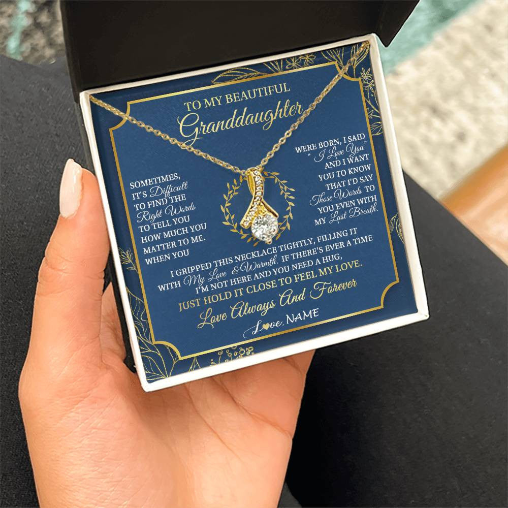 Personalized To My Beautiful Granddaughter From Grandma I Gripped This Necklace Granddaughter Jewelry Birthday Christmas Customized Gift Box Message Card