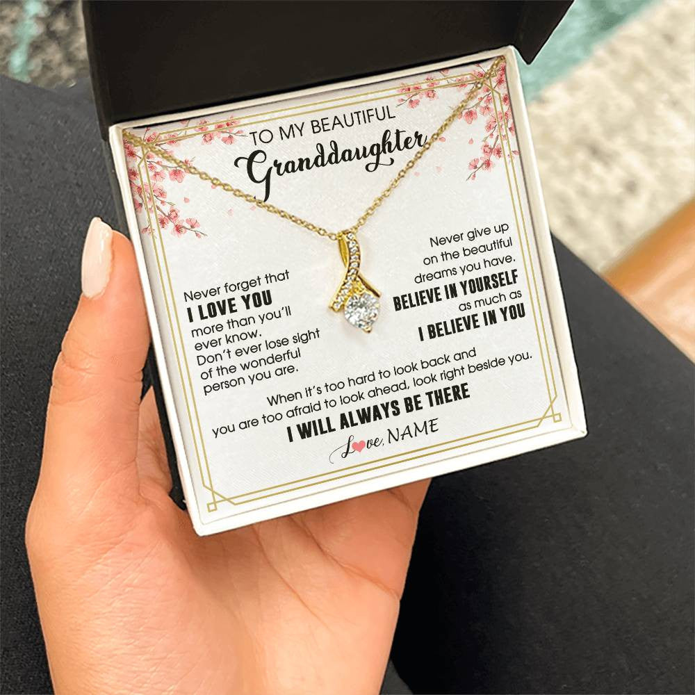 Personalized To My Beautiful Granddaughter From Grandma Necklace I Love You Believe In You Granddaughter Birthday Christmas Customized Gift Box Message Card