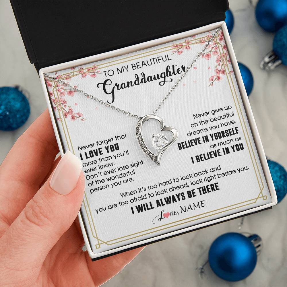 Personalized To My Beautiful Granddaughter From Grandma Necklace I Love You Believe In You Granddaughter Birthday Christmas Customized Gift Box Message Card