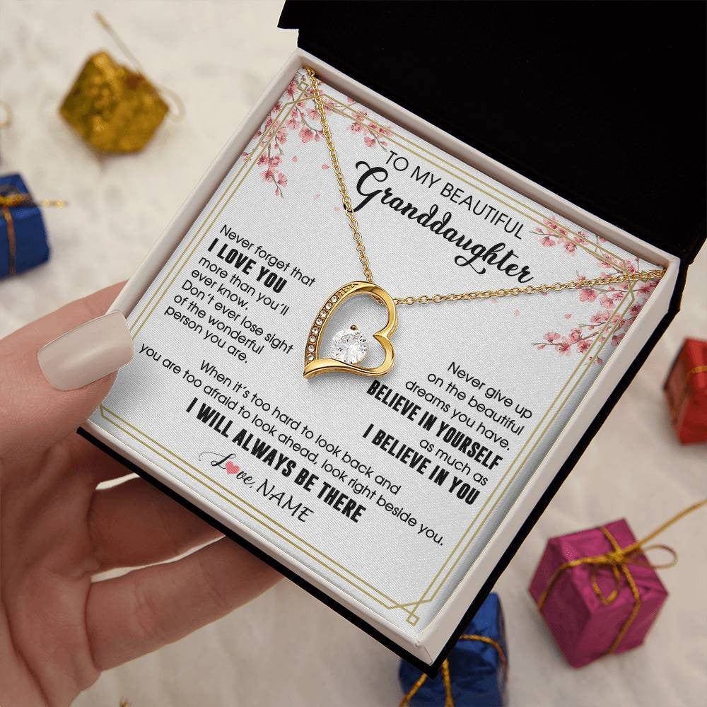 Personalized To My Beautiful Granddaughter From Grandma Necklace I Love You Believe In You Granddaughter Birthday Christmas Customized Gift Box Message Card