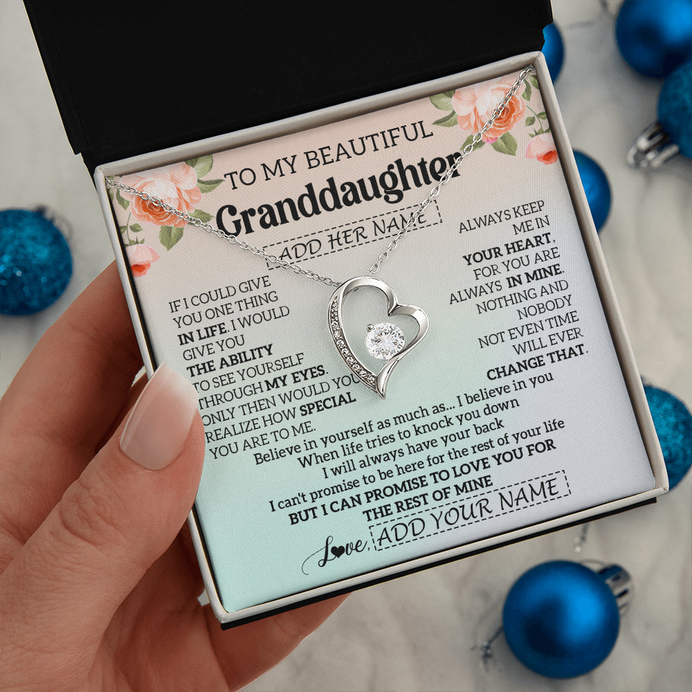 Personalized To My Beautiful Granddaughter Gifts Necklace From Grandma Love Jewelry For Granddaughter Birthday Christmas Customized Gift Box Message Card