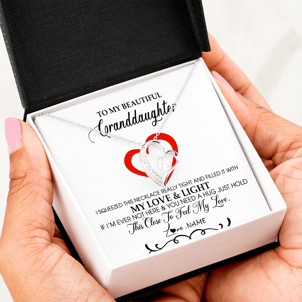 Personalized To My Beautiful Granddaughter Necklace From Grandma Filled With My Love and Light Granddaughter Jewelry Birthday Christmas Customized Message Card