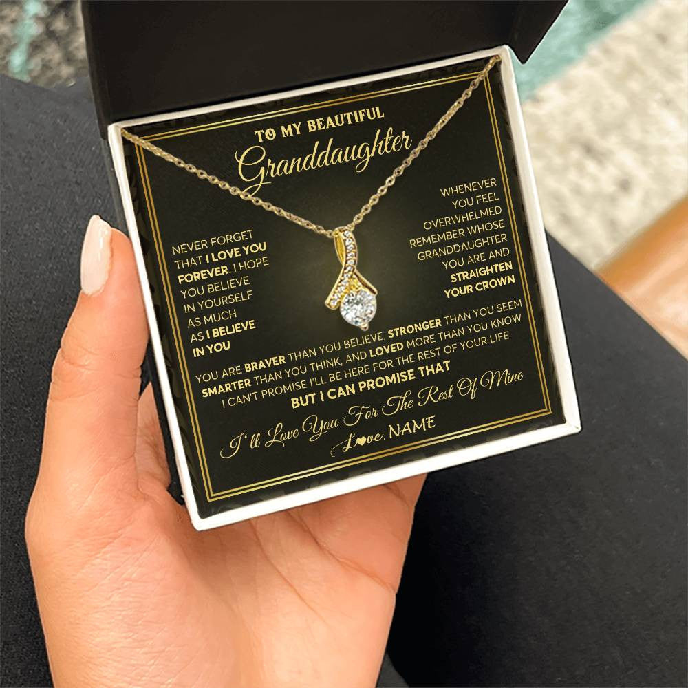 Personalized To My Beautiful Granddaughter Necklace From Grandma I Love You Jewelry Gifts For Granddaughter Birthday Graduation Christmas Gift Box Message Card