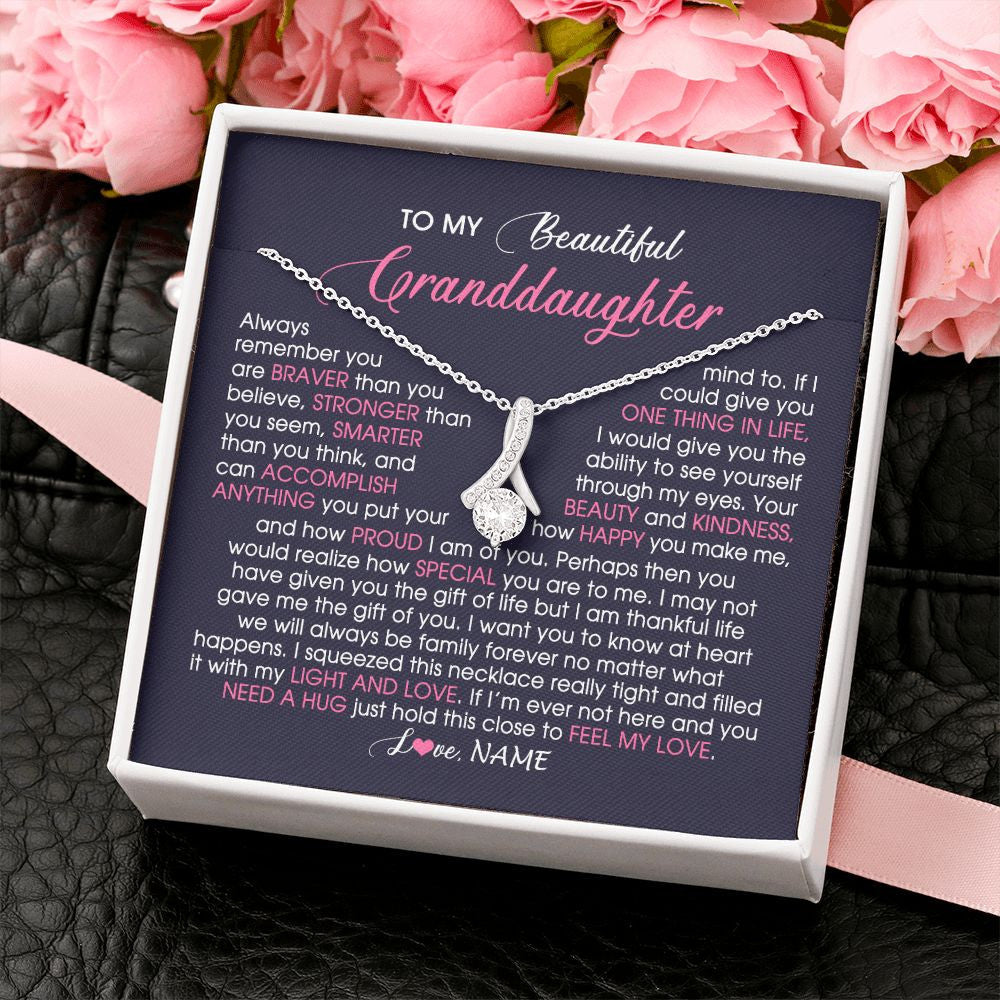 Personalized To My Beautiful Granddaughter Necklace From Grandma Nana Feel My Love Granddaughter Birthday Graduation Christmas Customized Gift Box Message Card