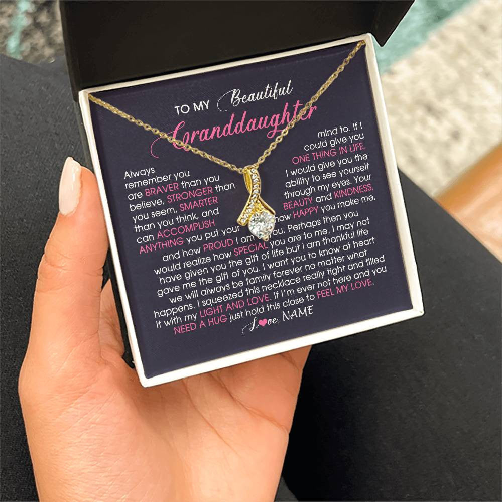 Personalized To My Beautiful Granddaughter Necklace From Grandma Nana Feel My Love Granddaughter Birthday Graduation Christmas Customized Gift Box Message Card