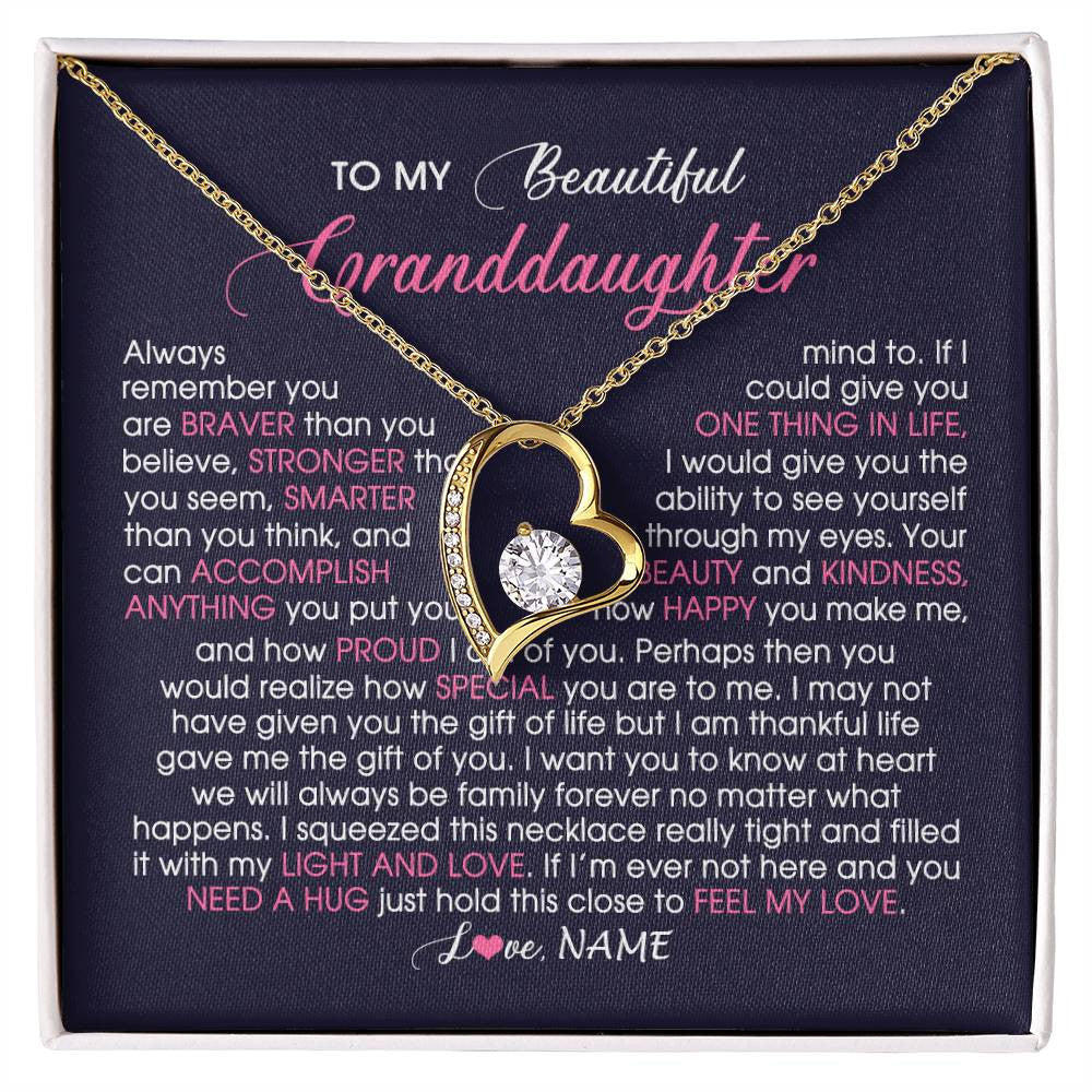 Personalized To My Beautiful Granddaughter Necklace From Grandma Nana Feel My Love Granddaughter Birthday Graduation Christmas Customized Gift Box Message Card