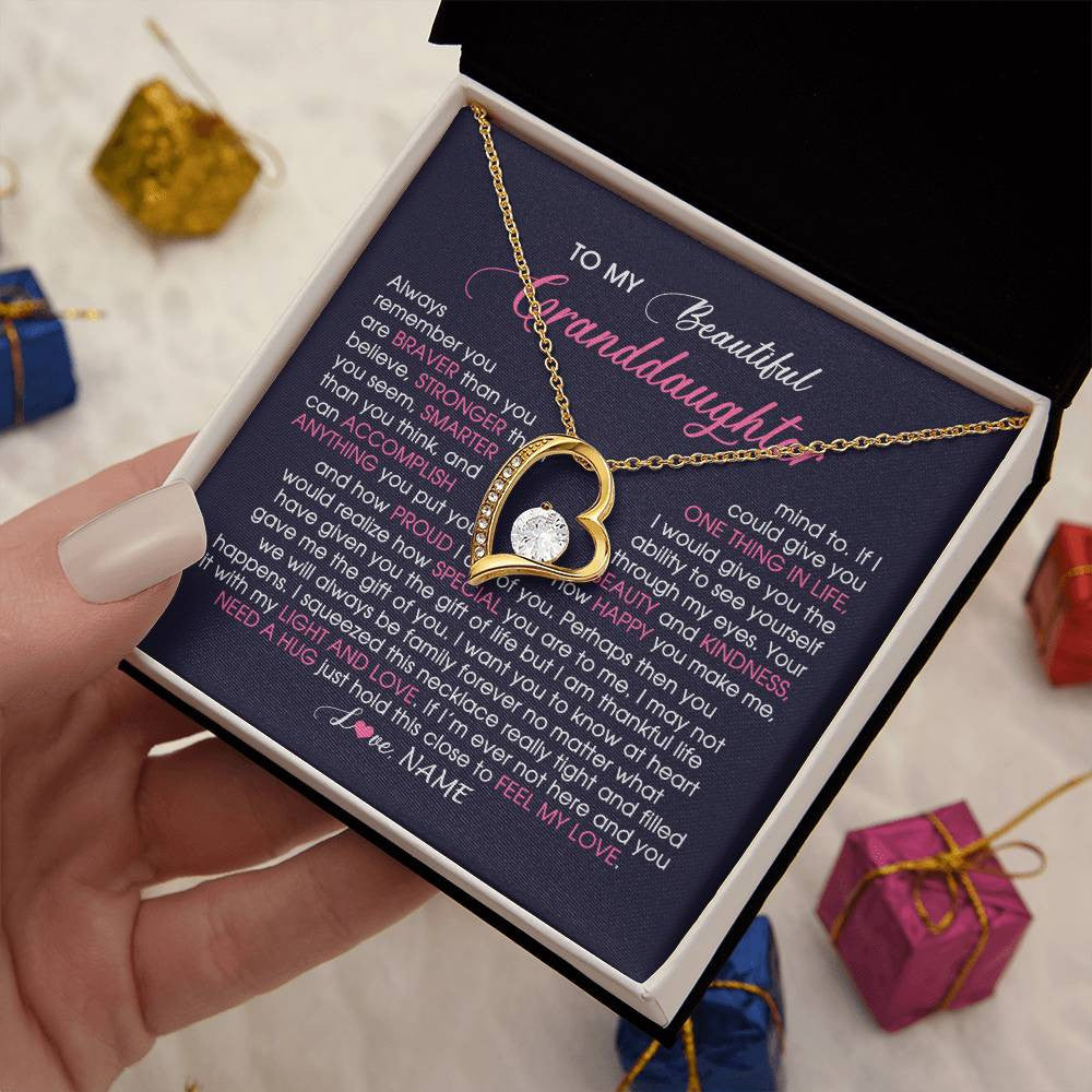 Personalized To My Beautiful Granddaughter Necklace From Grandma Nana Feel My Love Granddaughter Birthday Graduation Christmas Customized Gift Box Message Card