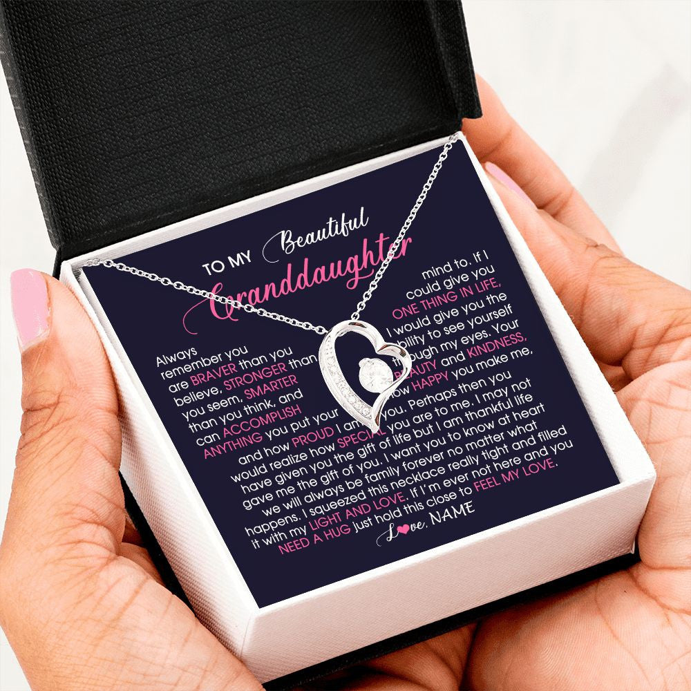 Personalized To My Beautiful Granddaughter Necklace From Grandma Nana Feel My Love Granddaughter Birthday Graduation Christmas Customized Gift Box Message Card