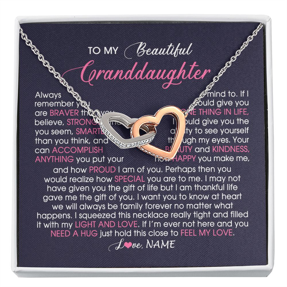 Personalized To My Beautiful Granddaughter Necklace From Grandma Nana Feel My Love Granddaughter Birthday Graduation Christmas Customized Gift Box Message Card
