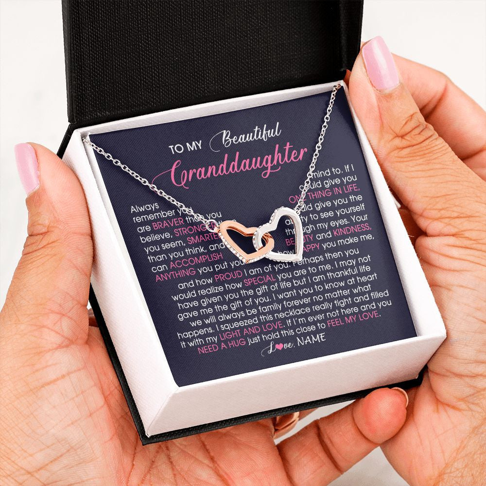 Personalized To My Beautiful Granddaughter Necklace From Grandma Nana Feel My Love Granddaughter Birthday Graduation Christmas Customized Gift Box Message Card
