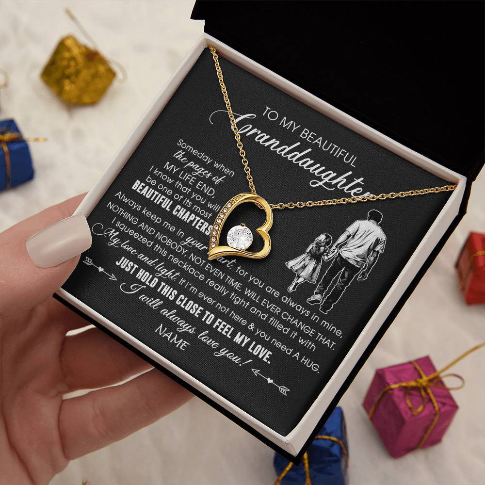 Personalized To My Beautiful Granddaughter Necklace From Grandpa Always Love You Granddaughter Birthday Graduation Christmas Customized Gift Box Message Card
