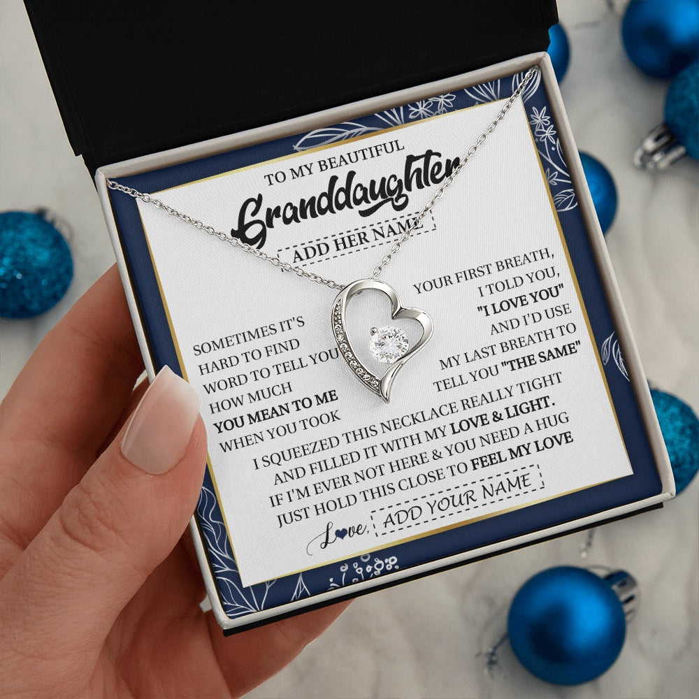 Personalized To My Beautiful Granddaughter Necklace From Granparents Feel My Love Valentine Gifts For Granddaughter Birthday Christmas Gift Box Message Card