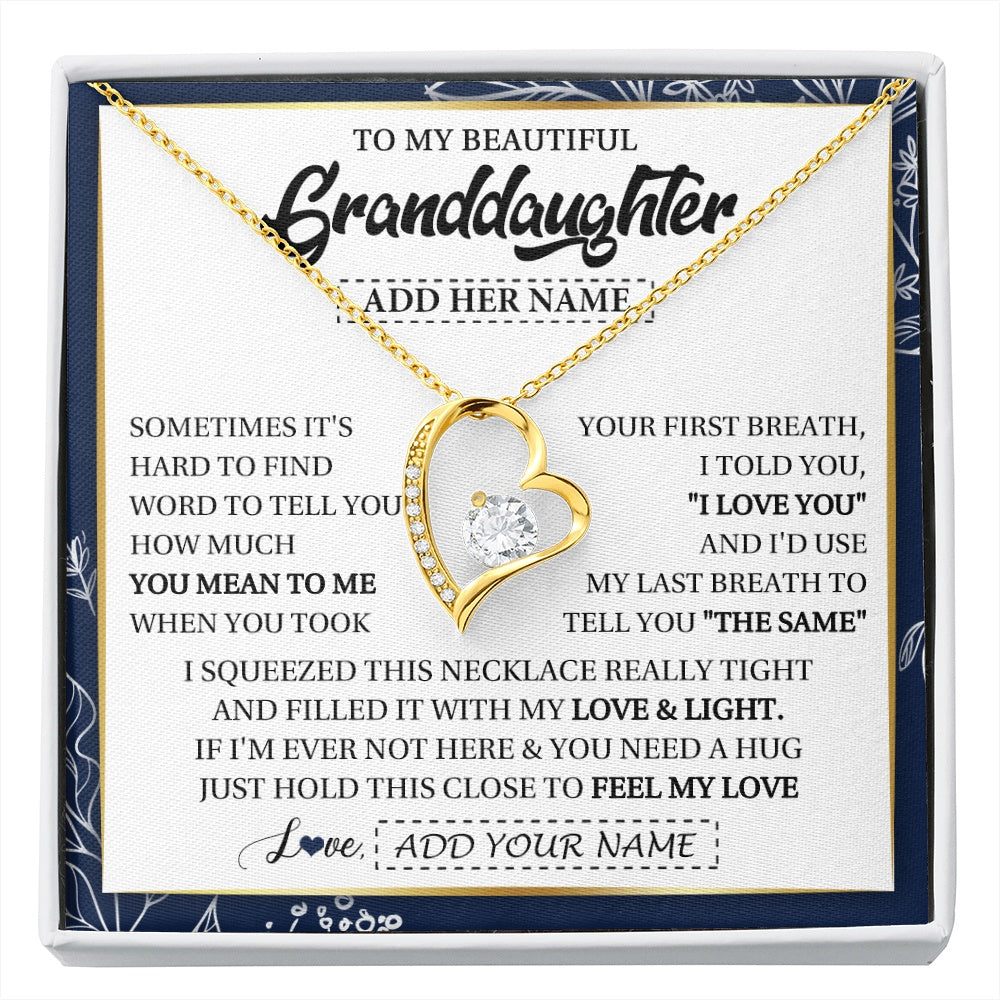 Personalized To My Beautiful Granddaughter Necklace From Granparents Feel My Love Valentine Gifts For Granddaughter Birthday Christmas Gift Box Message Card