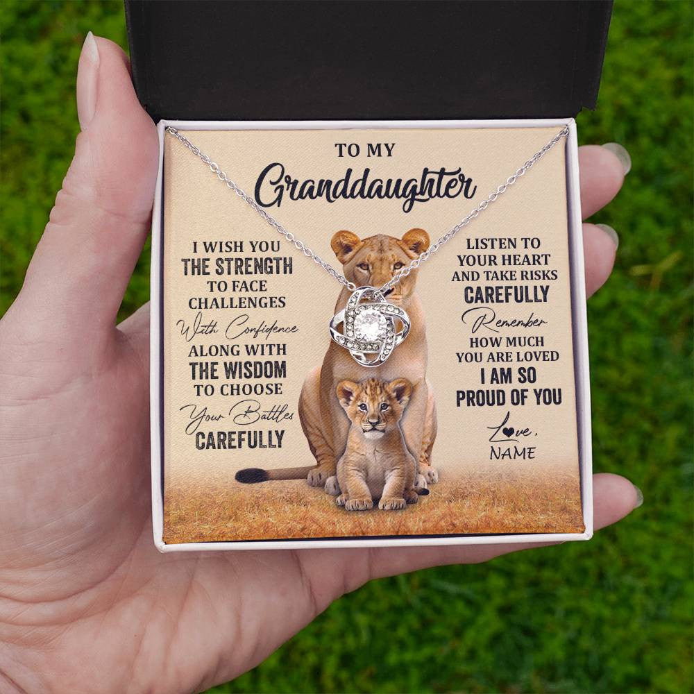 Personalized To My Granddaughter From Grandma Grandpa Necklace I Wish You The Strength Lion Granddaughter Birthday Christmas Customized Gift Box Message Card