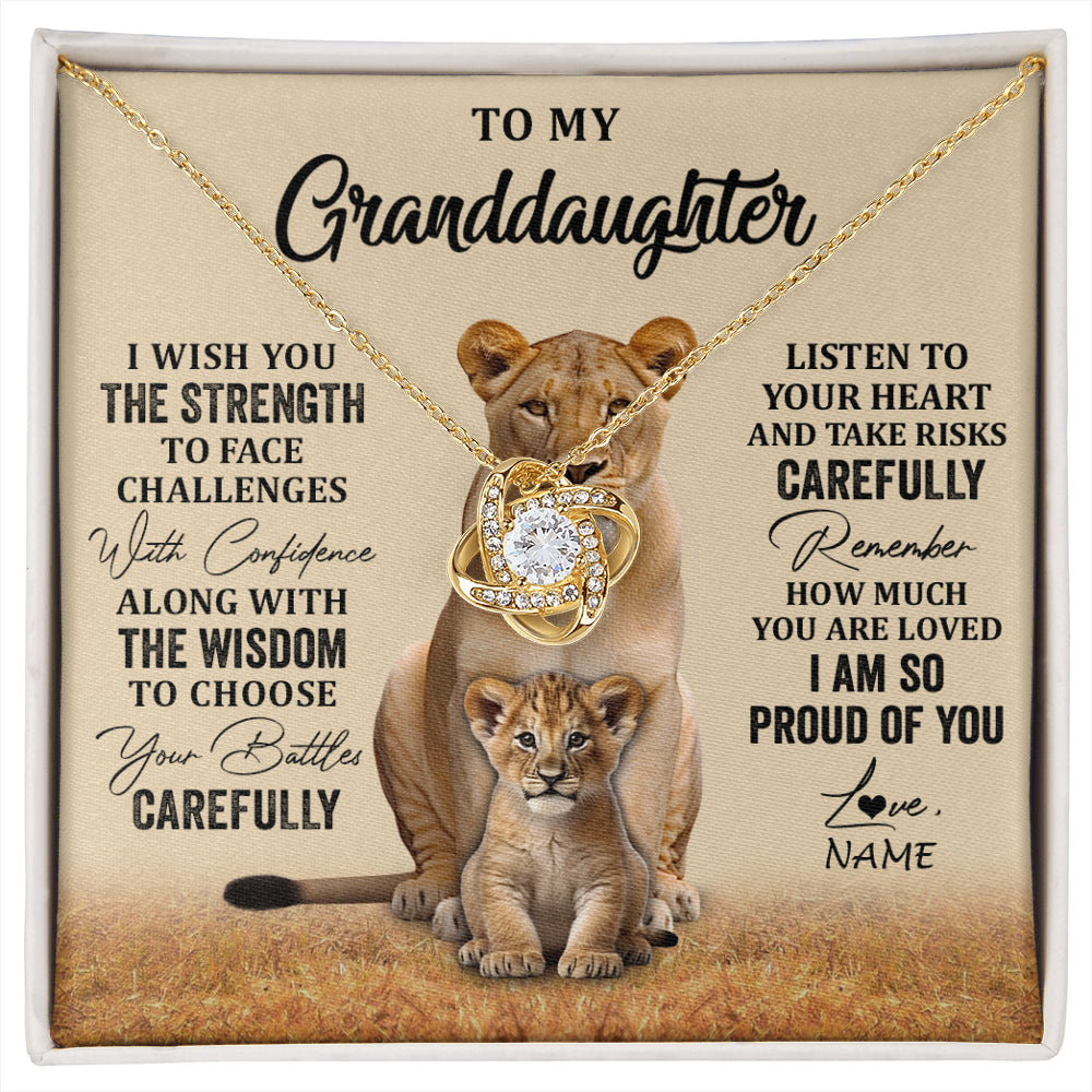 Personalized To My Granddaughter From Grandma Grandpa Necklace I Wish You The Strength Lion Granddaughter Birthday Christmas Customized Gift Box Message Card