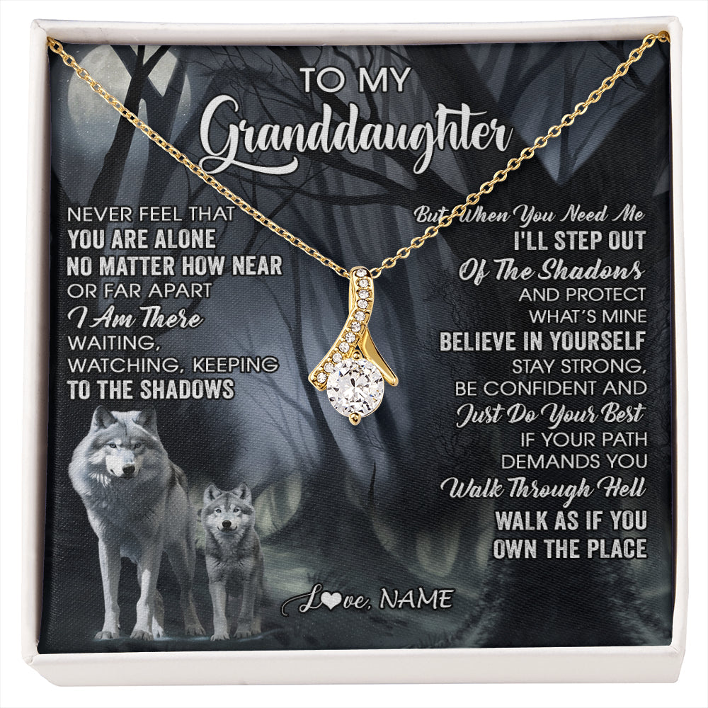 Personalized To My Granddaughter From Grandma Necklace Never Feel That You Are Alone Wolf Birthday Gifts Jewelry Christmas Customized Gift Box Message Card
