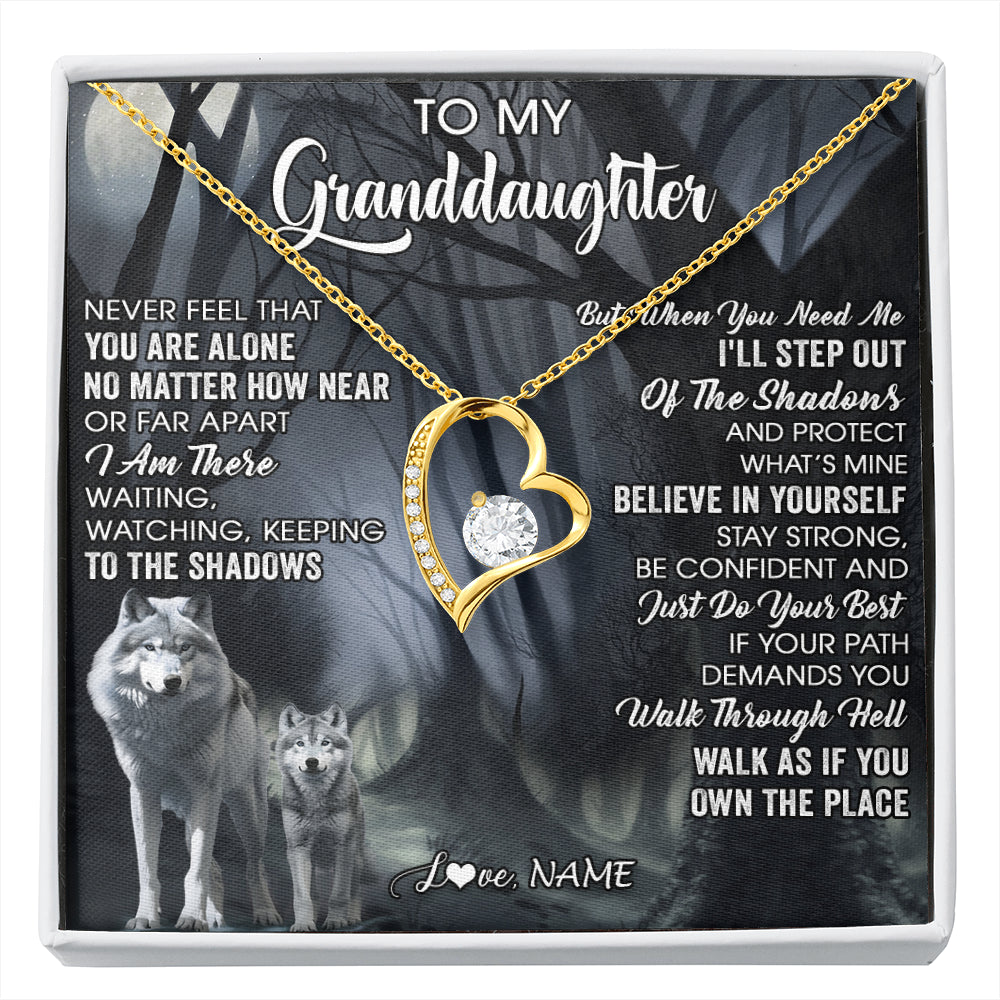 Personalized To My Granddaughter From Grandma Necklace Never Feel That You Are Alone Wolf Birthday Gifts Jewelry Christmas Customized Gift Box Message Card