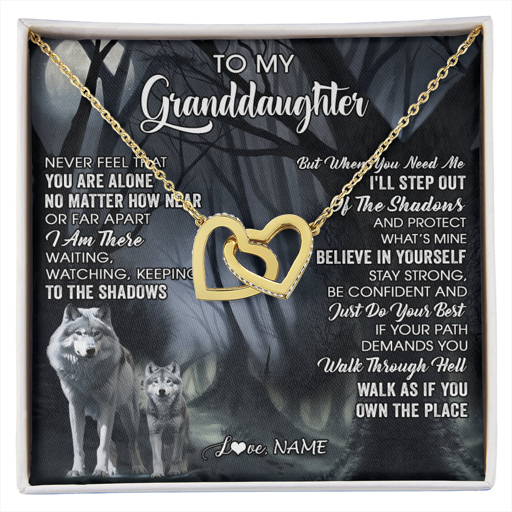 Personalized To My Granddaughter From Grandma Necklace Never Feel That You Are Alone Wolf Birthday Gifts Jewelry Christmas Customized Gift Box Message Card