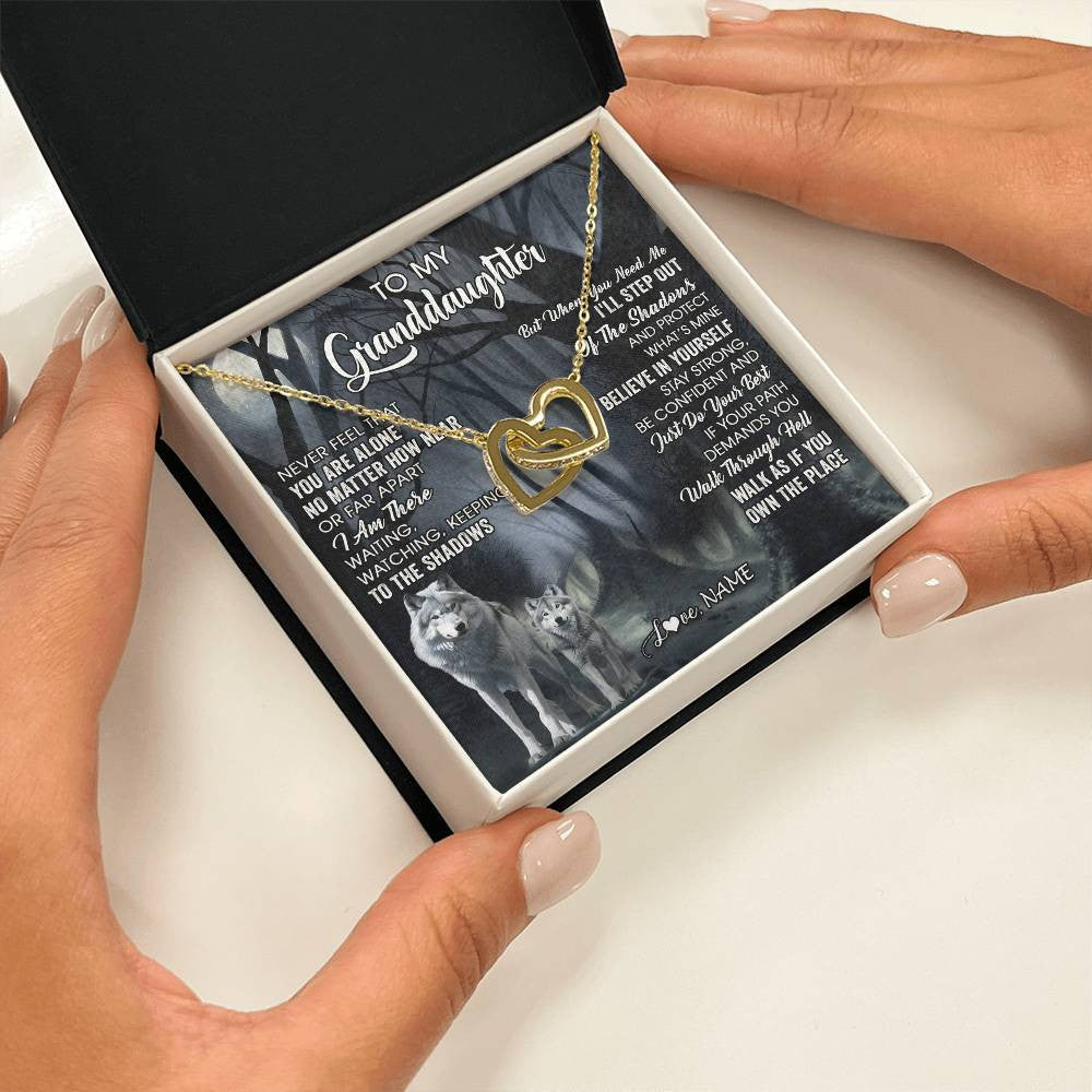 Personalized To My Granddaughter From Grandma Necklace Never Feel That You Are Alone Wolf Birthday Gifts Jewelry Christmas Customized Gift Box Message Card