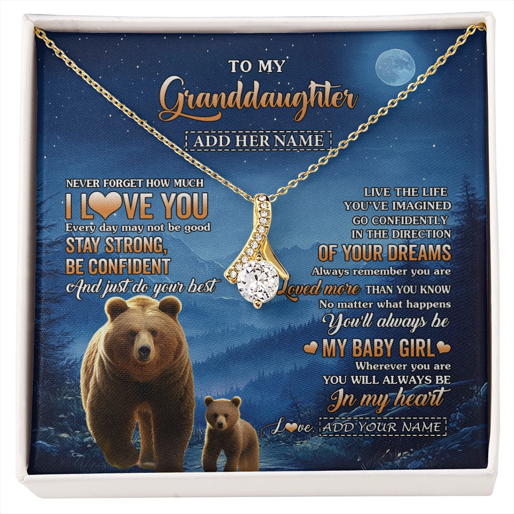 Personalized To My Granddaughter Gifts From Grandma Necklace Bear Never Forget How Much I Love You Granddaughter Birthday Christmas Gift Box Message Card