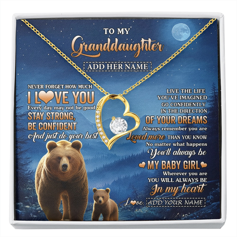 Personalized To My Granddaughter Gifts From Grandma Necklace Bear Never Forget How Much I Love You Granddaughter Birthday Christmas Gift Box Message Card
