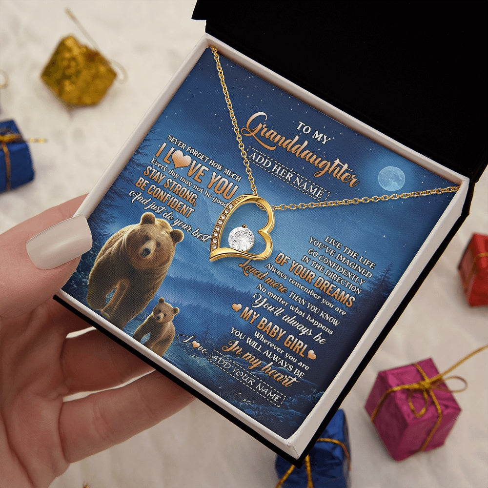 Personalized To My Granddaughter Gifts From Grandma Necklace Bear Never Forget How Much I Love You Granddaughter Birthday Christmas Gift Box Message Card