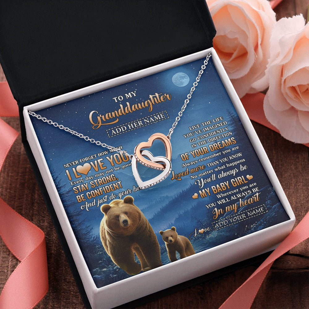 Personalized To My Granddaughter Gifts From Grandma Necklace Bear Never Forget How Much I Love You Granddaughter Birthday Christmas Gift Box Message Card