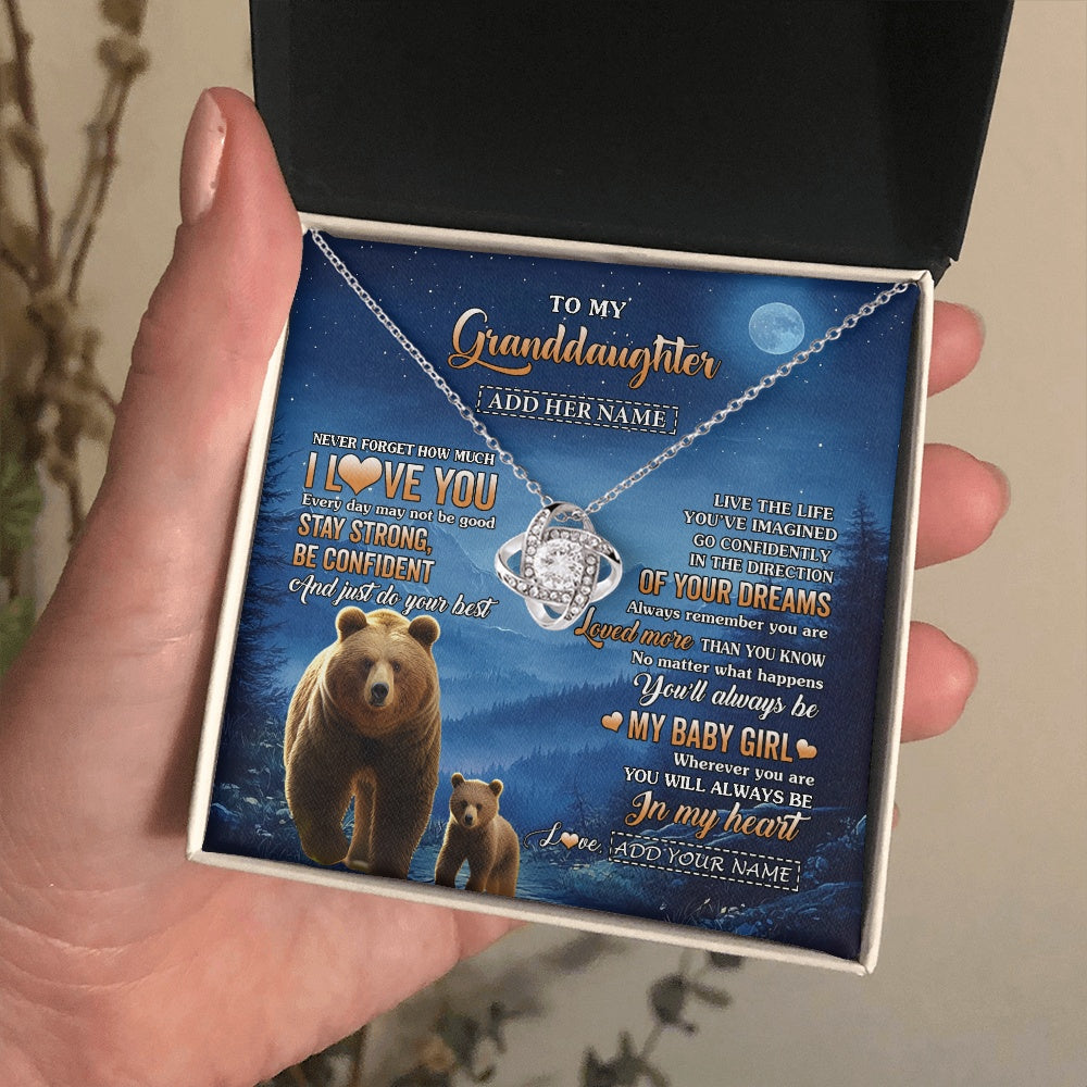 Personalized To My Granddaughter Gifts From Grandma Necklace Bear Never Forget How Much I Love You Granddaughter Birthday Christmas Gift Box Message Card