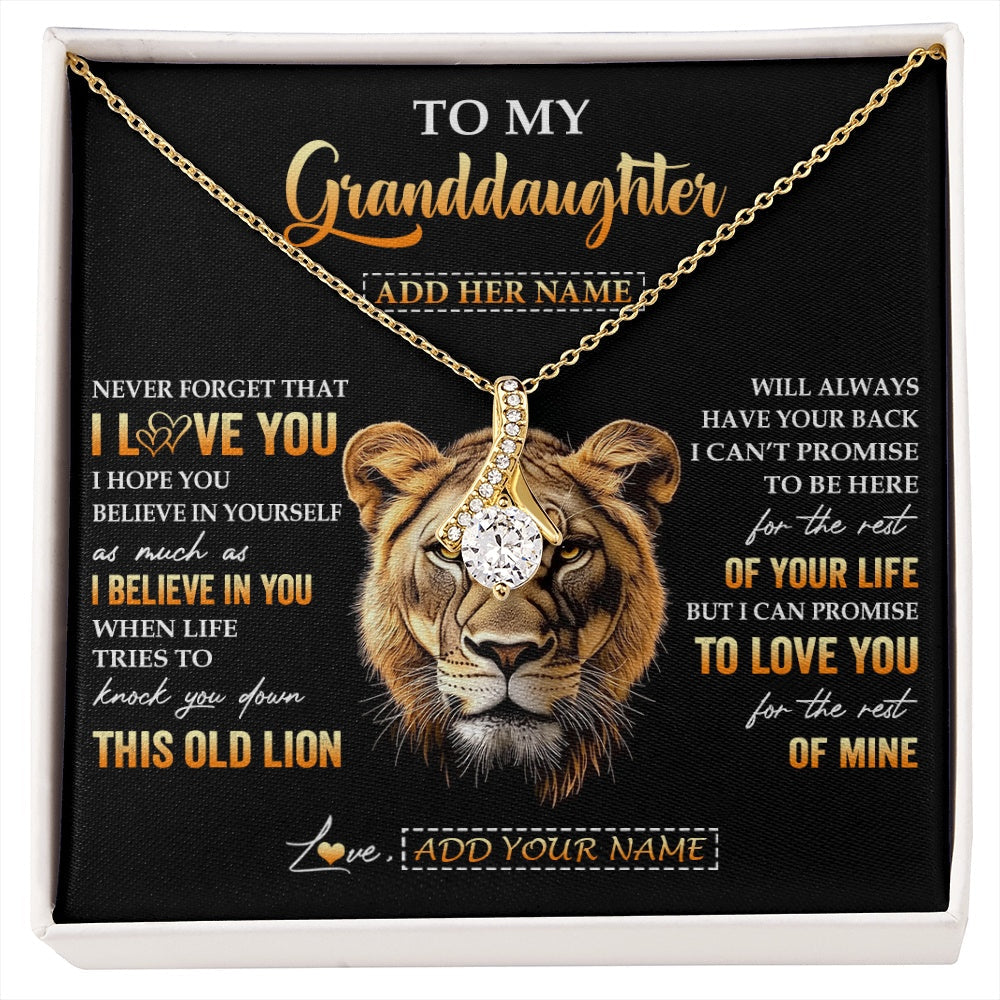 Personalized To My Granddaughter Gifts From Grandma Necklace Old Lion Love You Granddaughter Birthday Gifts Graduation Christmas Custom Gift Box Message Card