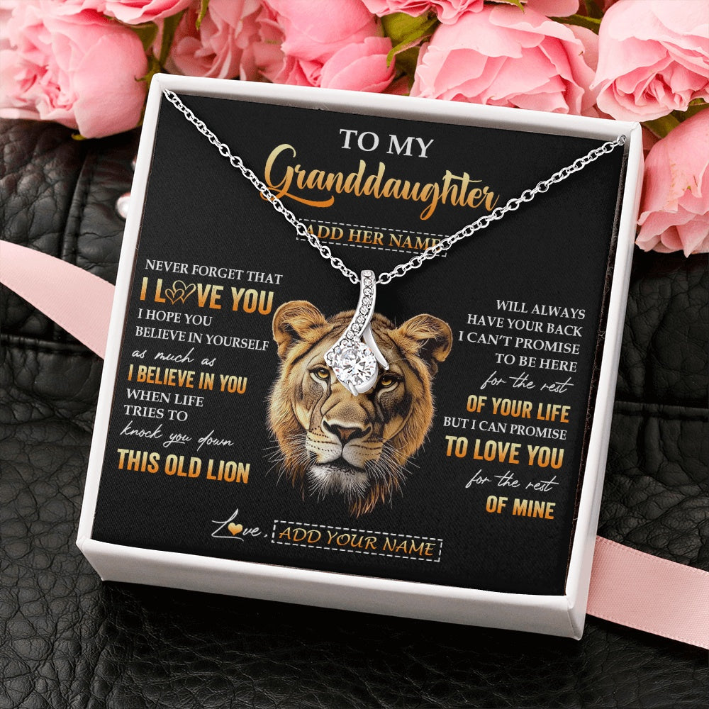 Personalized To My Granddaughter Gifts From Grandma Necklace Old Lion Love You Granddaughter Birthday Gifts Graduation Christmas Custom Gift Box Message Card