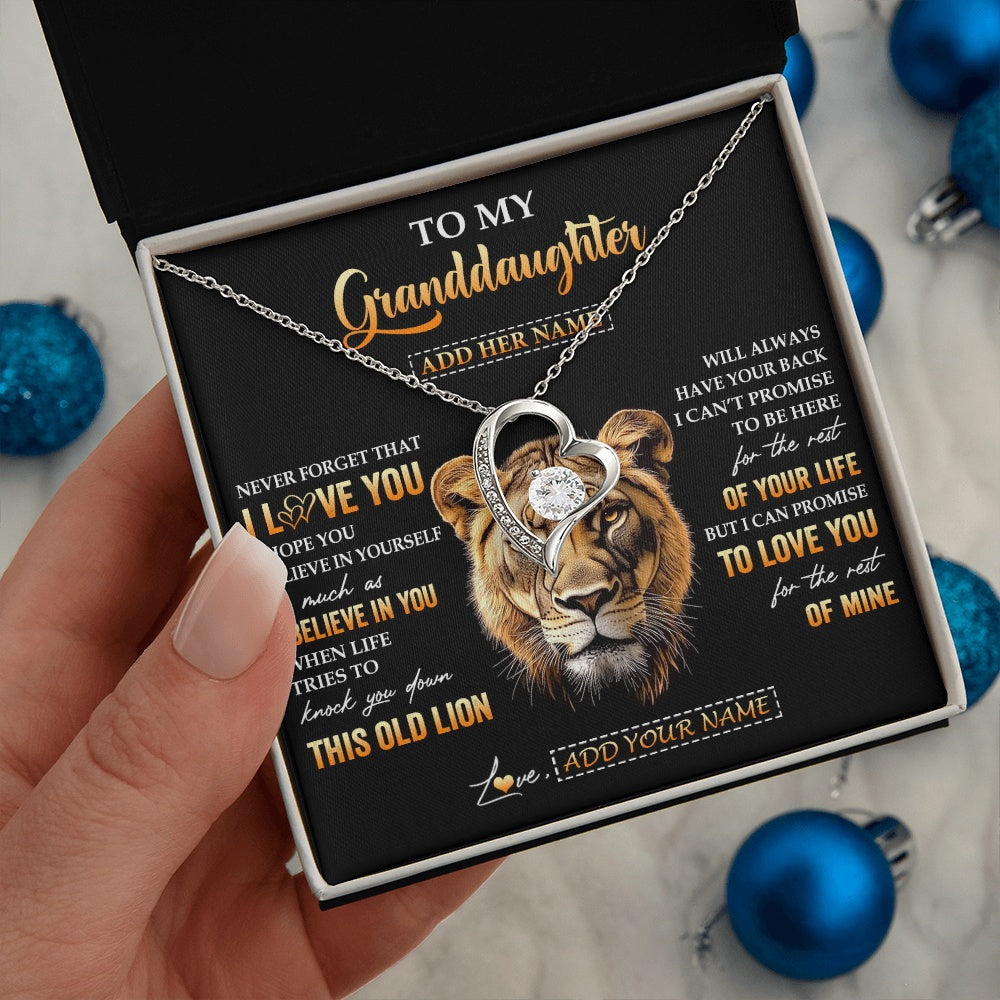 Personalized To My Granddaughter Gifts From Grandma Necklace Old Lion Love You Granddaughter Birthday Gifts Graduation Christmas Custom Gift Box Message Card