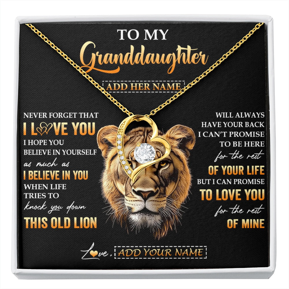 Personalized To My Granddaughter Gifts From Grandma Necklace Old Lion Love You Granddaughter Birthday Gifts Graduation Christmas Custom Gift Box Message Card