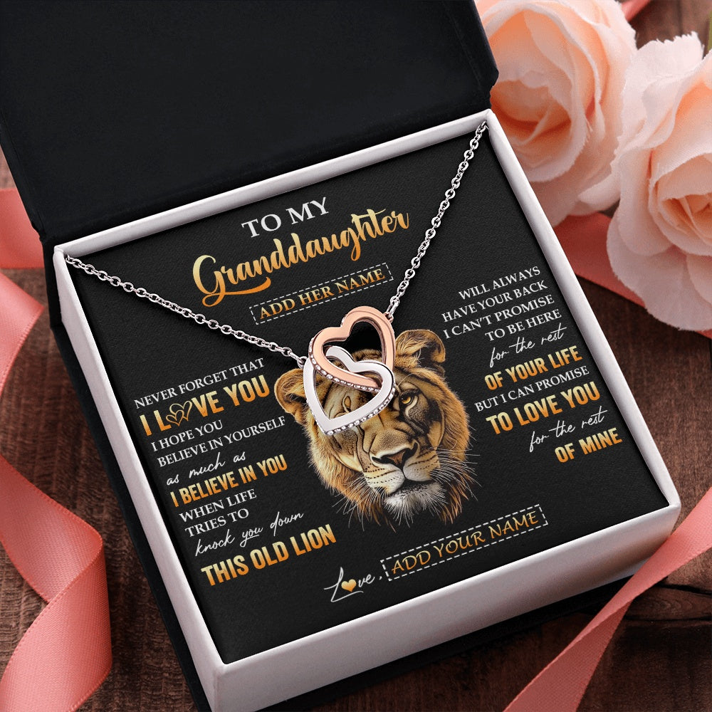 Personalized To My Granddaughter Gifts From Grandma Necklace Old Lion Love You Granddaughter Birthday Gifts Graduation Christmas Custom Gift Box Message Card