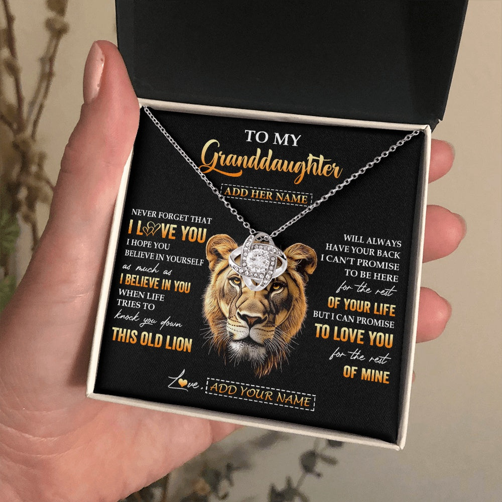 Personalized To My Granddaughter Gifts From Grandma Necklace Old Lion Love You Granddaughter Birthday Gifts Graduation Christmas Custom Gift Box Message Card