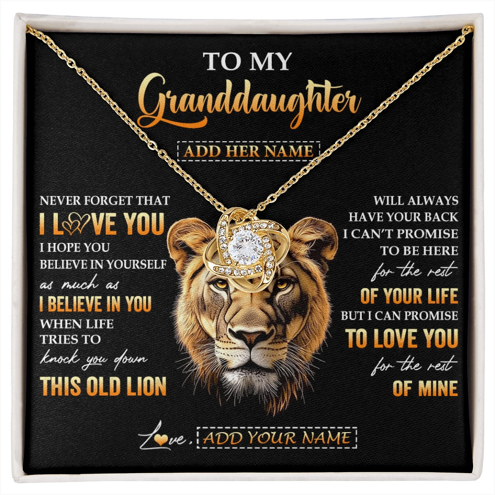 Personalized To My Granddaughter Gifts From Grandma Necklace Old Lion Love You Granddaughter Birthday Gifts Graduation Christmas Custom Gift Box Message Card
