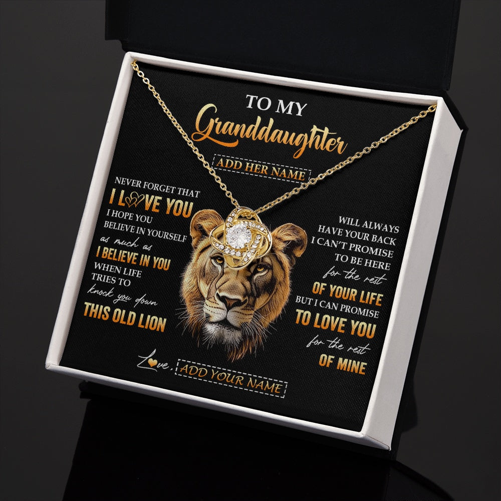 Personalized To My Granddaughter Gifts From Grandma Necklace Old Lion Love You Granddaughter Birthday Gifts Graduation Christmas Custom Gift Box Message Card