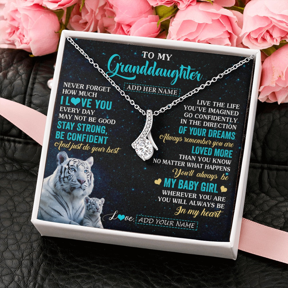 Personalized To My Granddaughter Gifts From Grandma Necklace White Tiger Never Forget How Much I Love You Granddaughter Birthday Gift Box Message Card