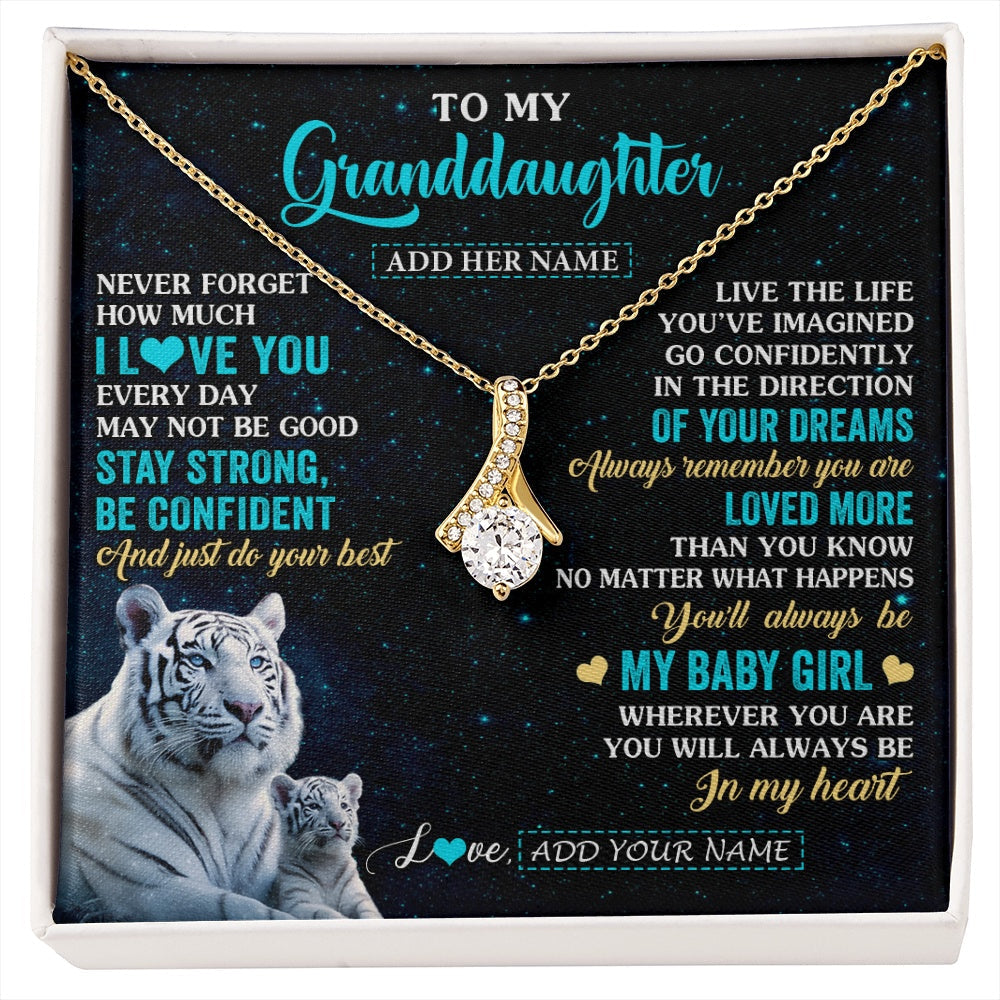 Personalized To My Granddaughter Gifts From Grandma Necklace White Tiger Never Forget How Much I Love You Granddaughter Birthday Gift Box Message Card
