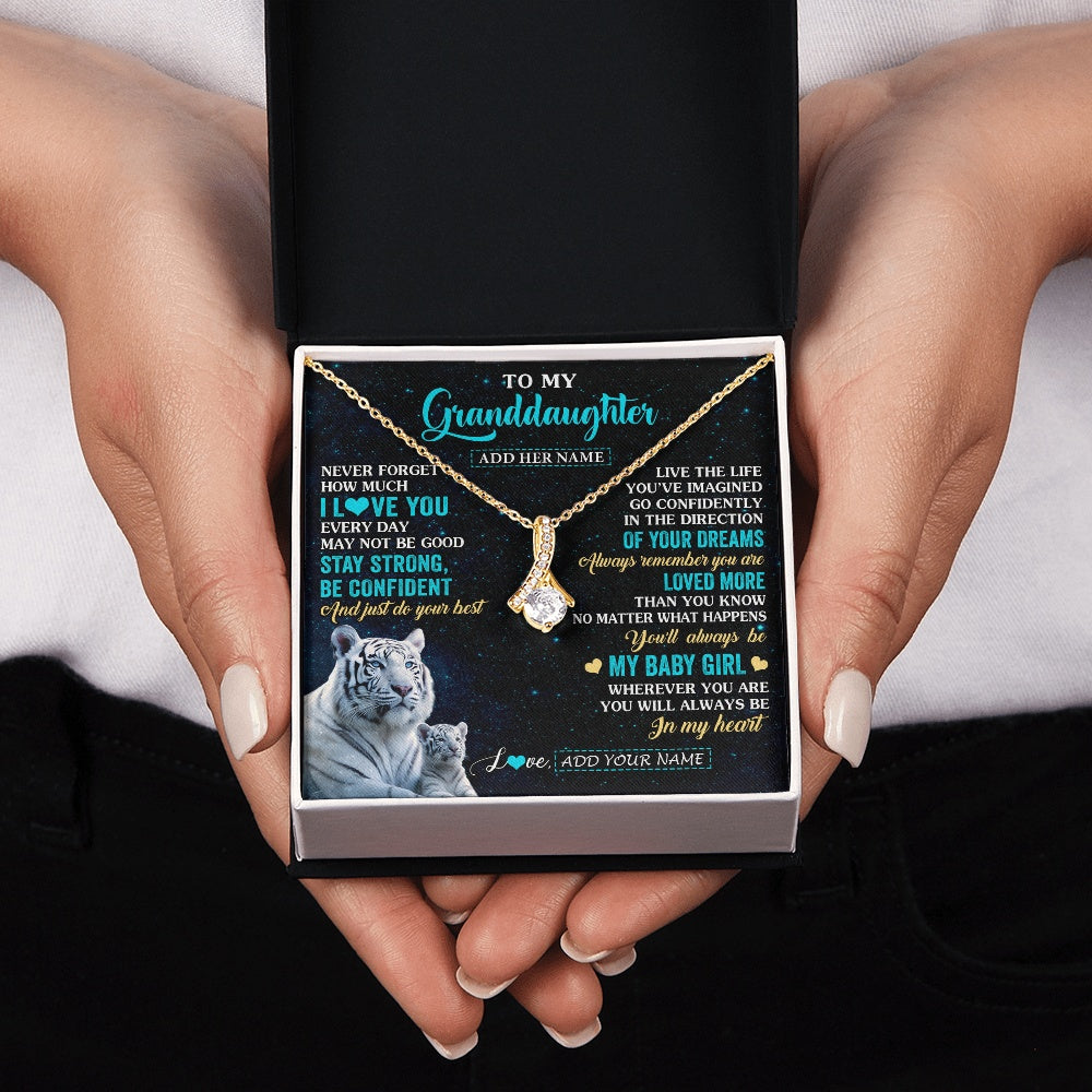 Personalized To My Granddaughter Gifts From Grandma Necklace White Tiger Never Forget How Much I Love You Granddaughter Birthday Gift Box Message Card