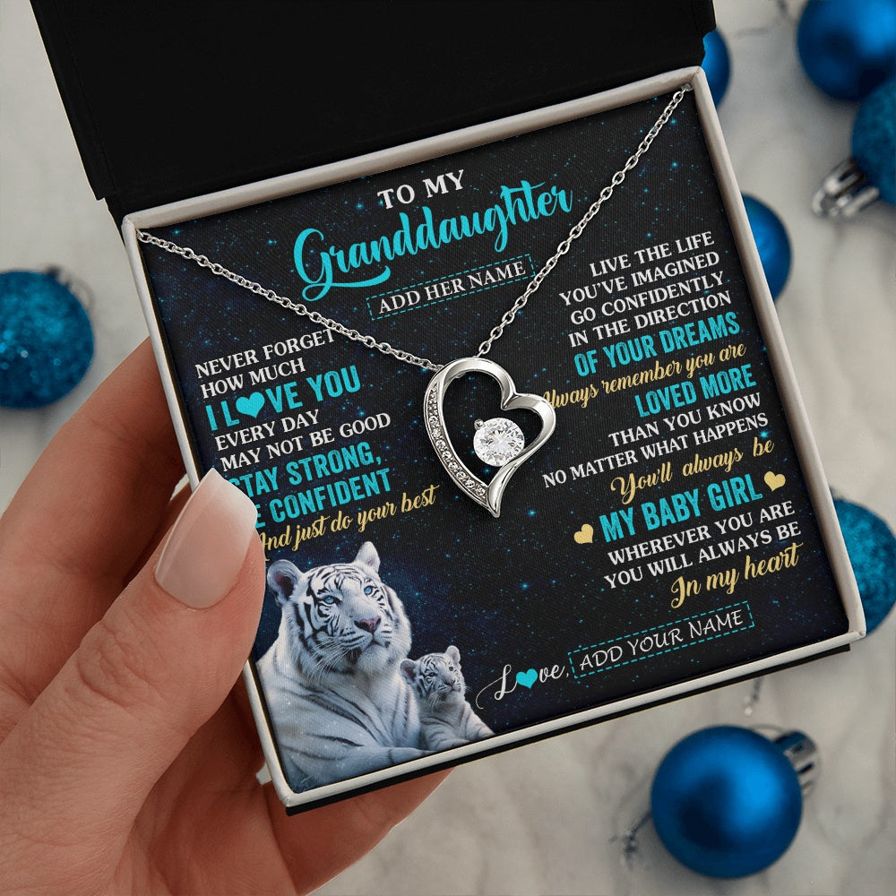 Personalized To My Granddaughter Gifts From Grandma Necklace White Tiger Never Forget How Much I Love You Granddaughter Birthday Gift Box Message Card