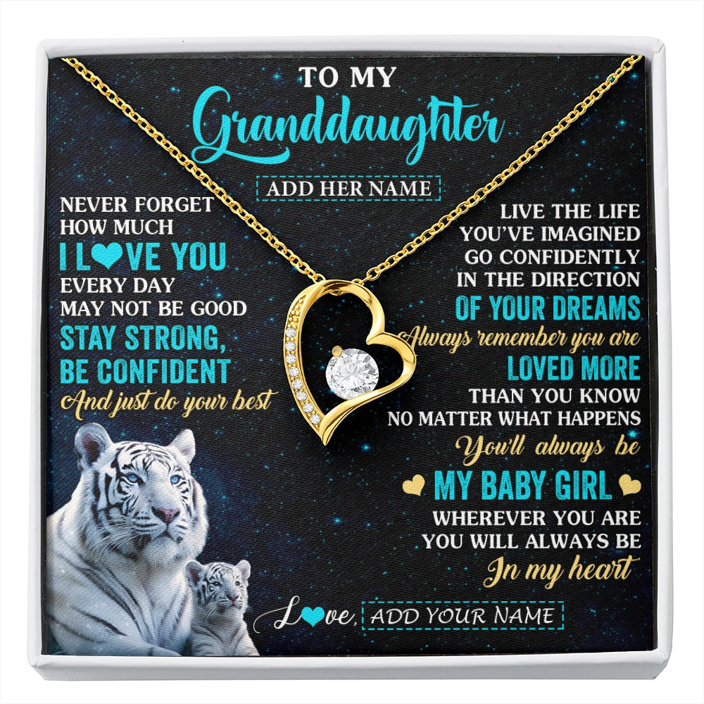 Personalized To My Granddaughter Gifts From Grandma Necklace White Tiger Never Forget How Much I Love You Granddaughter Birthday Gift Box Message Card
