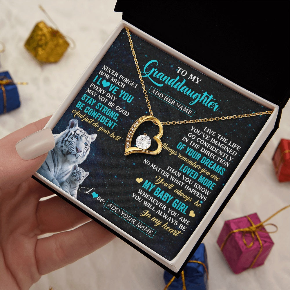 Personalized To My Granddaughter Gifts From Grandma Necklace White Tiger Never Forget How Much I Love You Granddaughter Birthday Gift Box Message Card