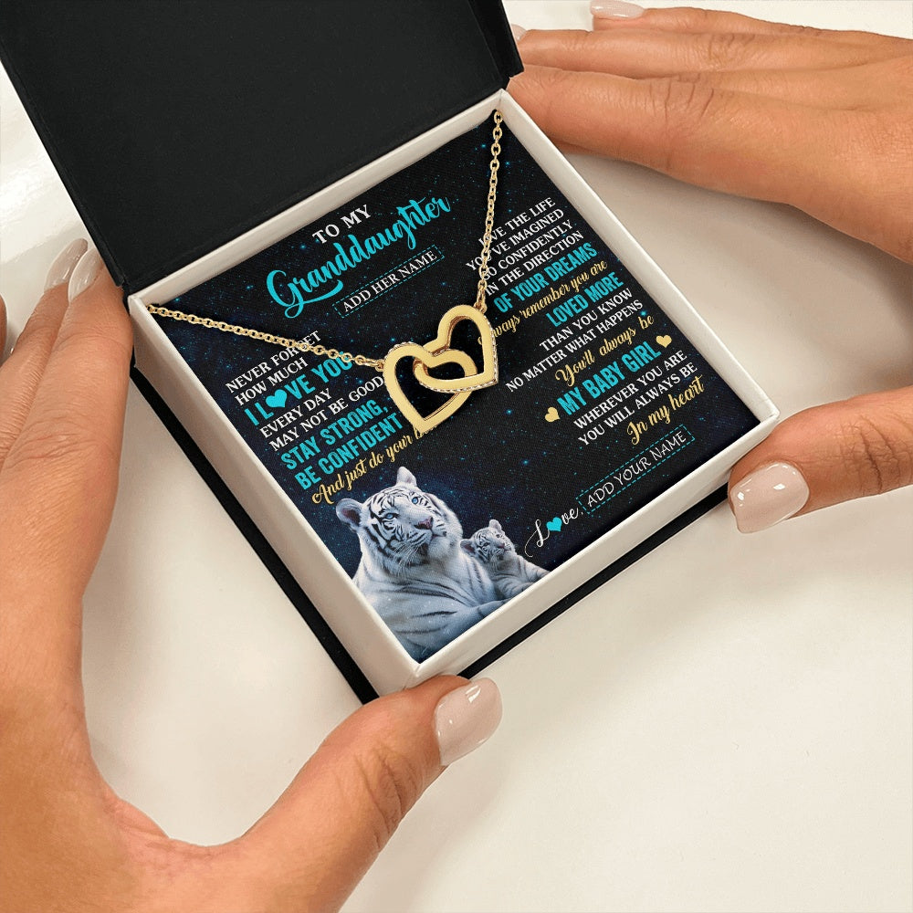 Personalized To My Granddaughter Gifts From Grandma Necklace White Tiger Never Forget How Much I Love You Granddaughter Birthday Gift Box Message Card